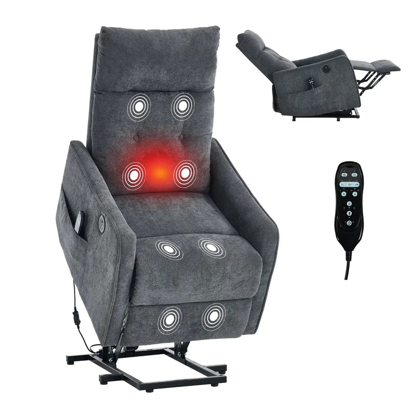 Grey Chenille Single Motor Power Lift Recliner Chair by HouseOfZazla