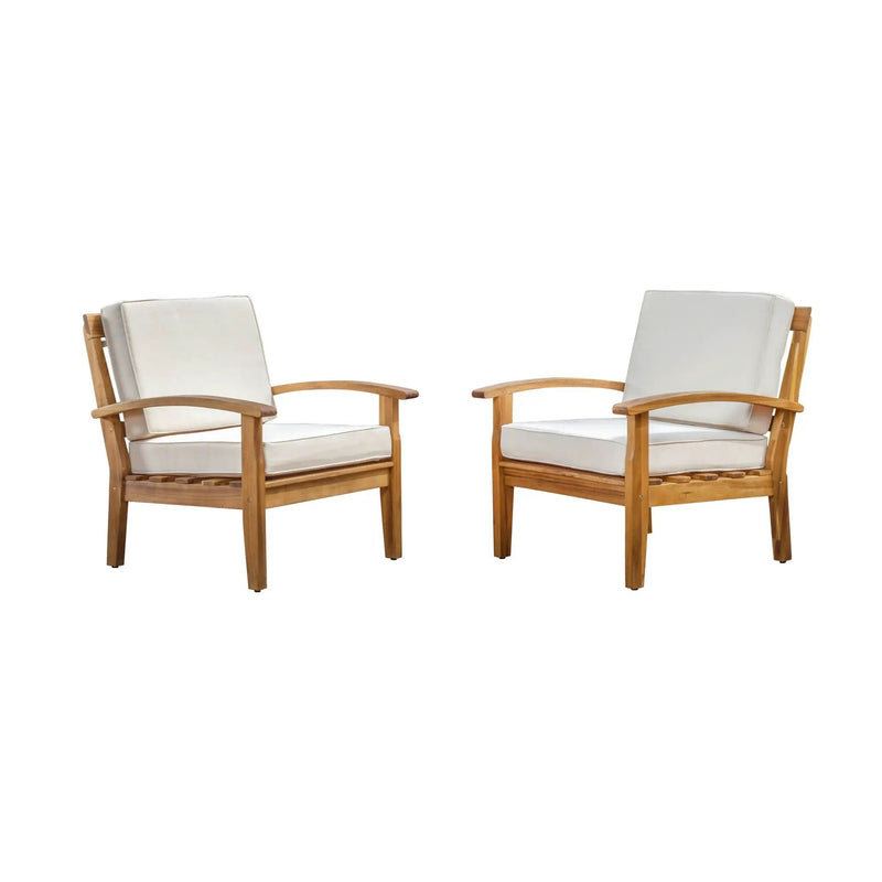 Outdoor Club Chair With Cushion And Acacia Wood Frame - Teak by HouseOfZazla