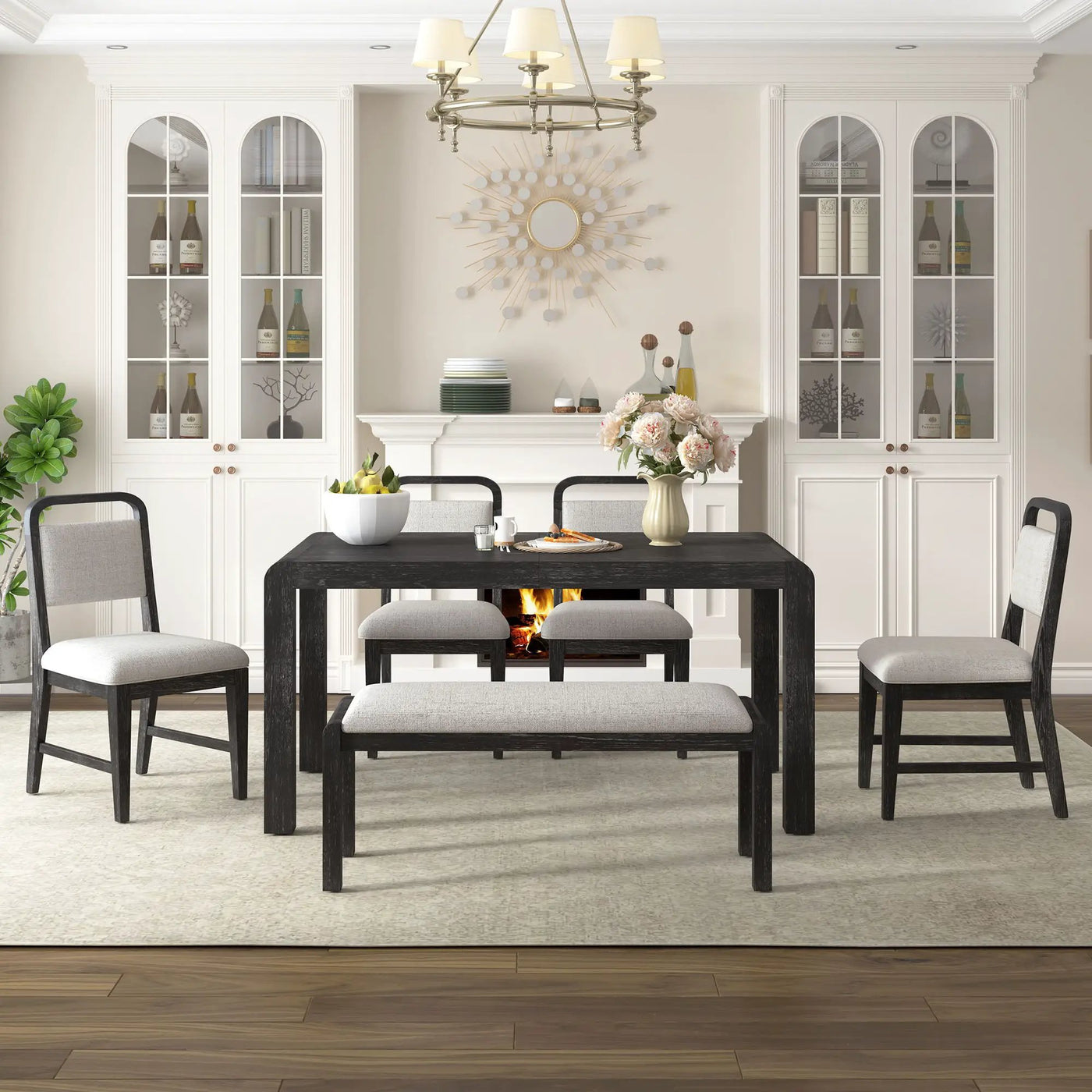 Extendable Dining Table Set With 4 Upholstered Chairs And 1 Bench by HouseOfZazla