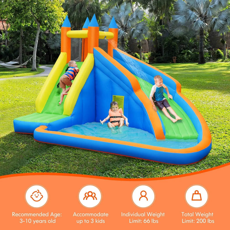 Inflatable Mighty Bounce House Jumper with Water Slide without Blower by DirectDeals