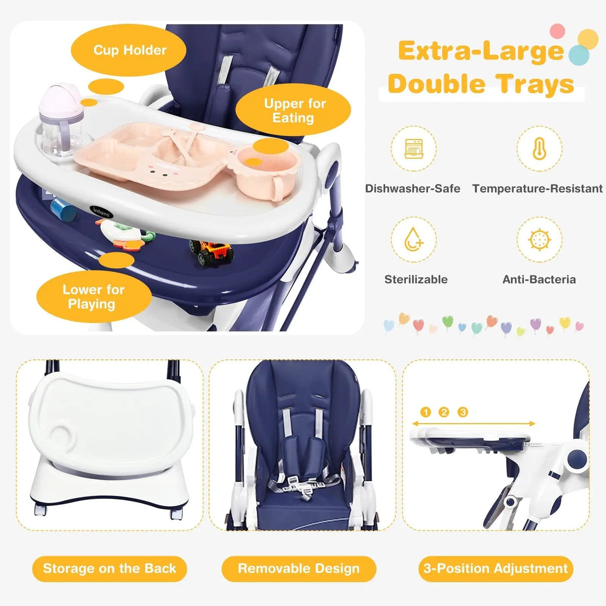 A-Shaped High Chair with 4 Lockable Wheels by DirectDeals