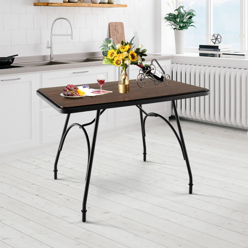 43 x 27.5 Inch Industrial Style Dining Table with Adjustable Feet-Rustic Brown by DirectDeals