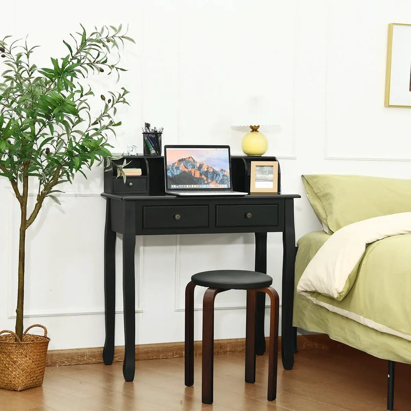 Writing Desk 2-Tier Vanity Desk Computer Desk with 4 Drawers by DirectDeals