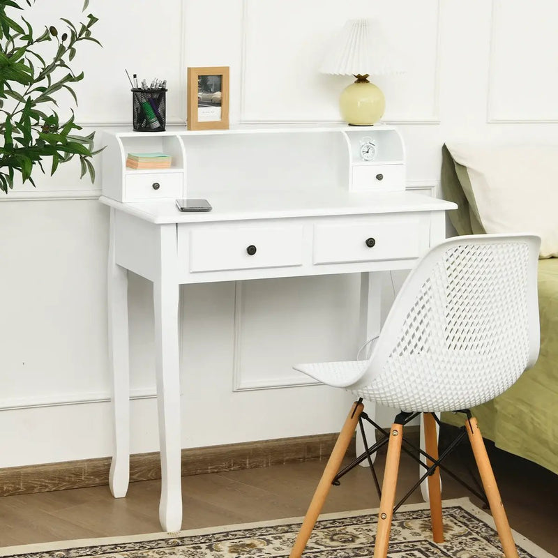 Writing Desk 2-Tier Vanity Desk Computer Desk with 4 Drawers by DirectDeals