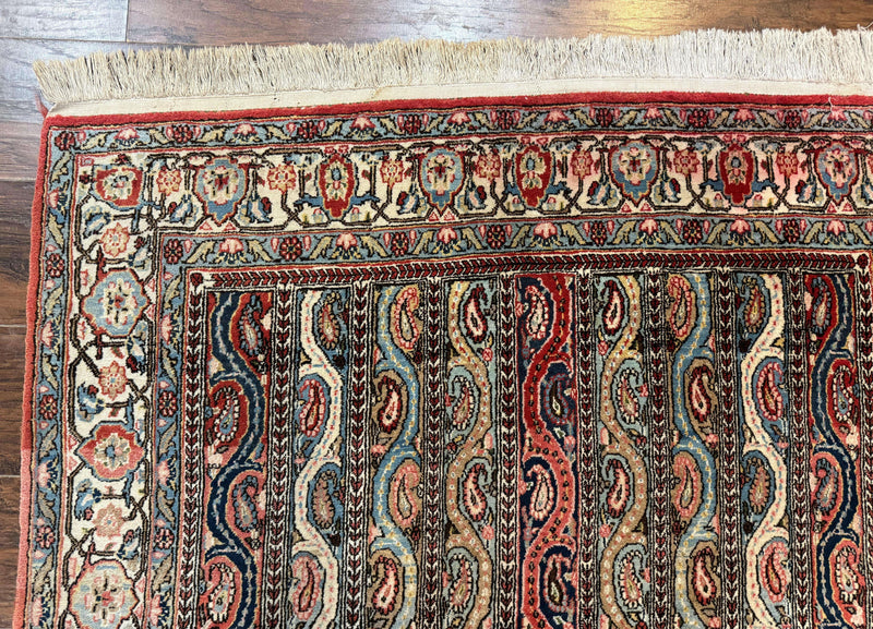 Persian Qum Rug 4x7, Striped Paisley Boteh Design by Jewel Rugs