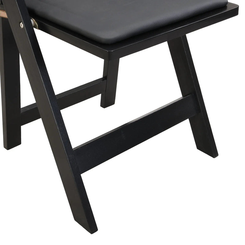 Solid Wood Upholstered Folding Chair Set, Dining Room (Set of 4)
