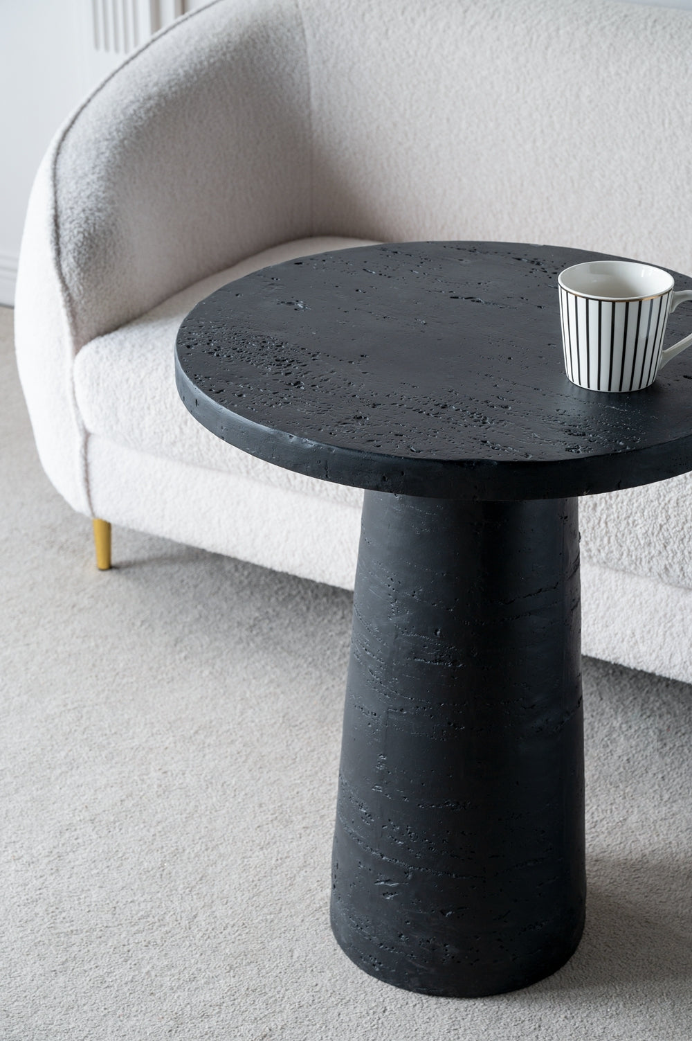 Black Round Side Table with Pedestal Base by BLAKHOM
