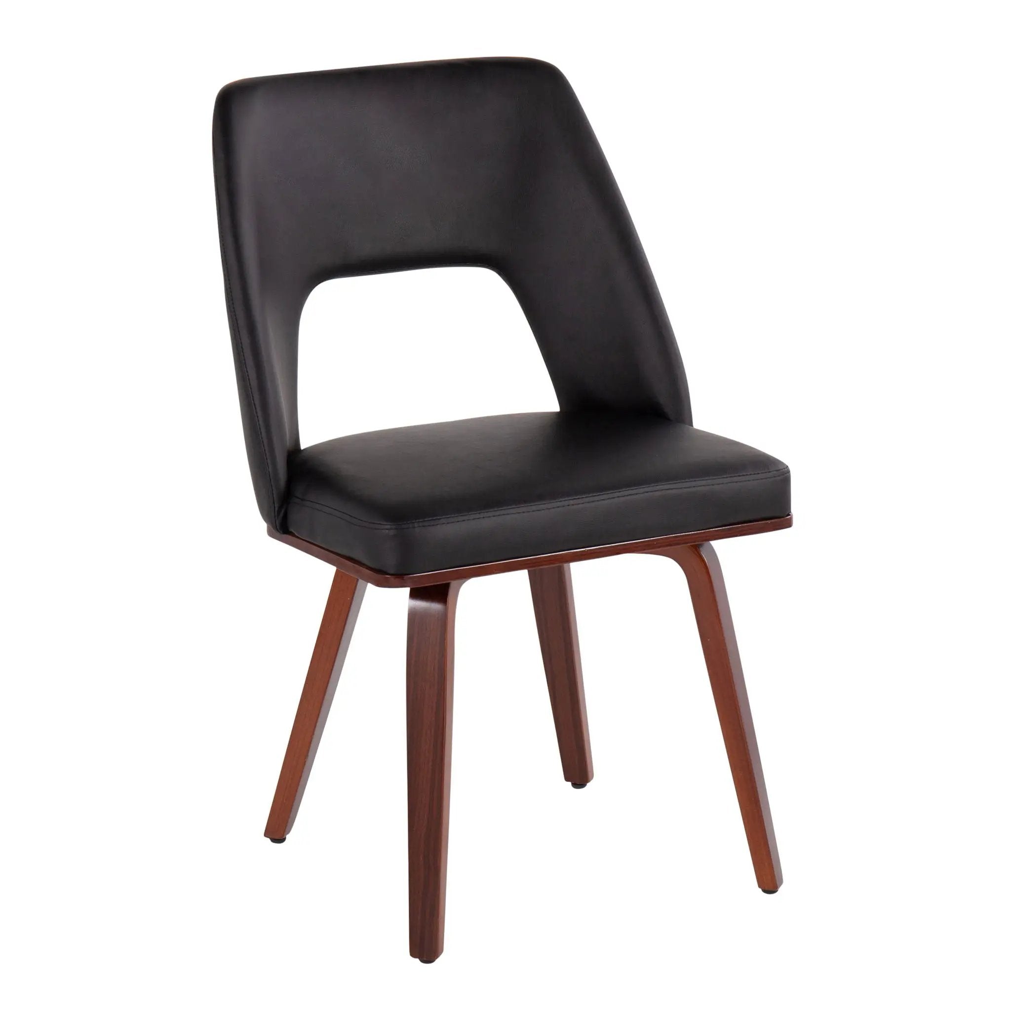 Triad - Mid-Century Modern Upholstered Chair (Set of 2) - Walnut / Black by HouseOfZazla