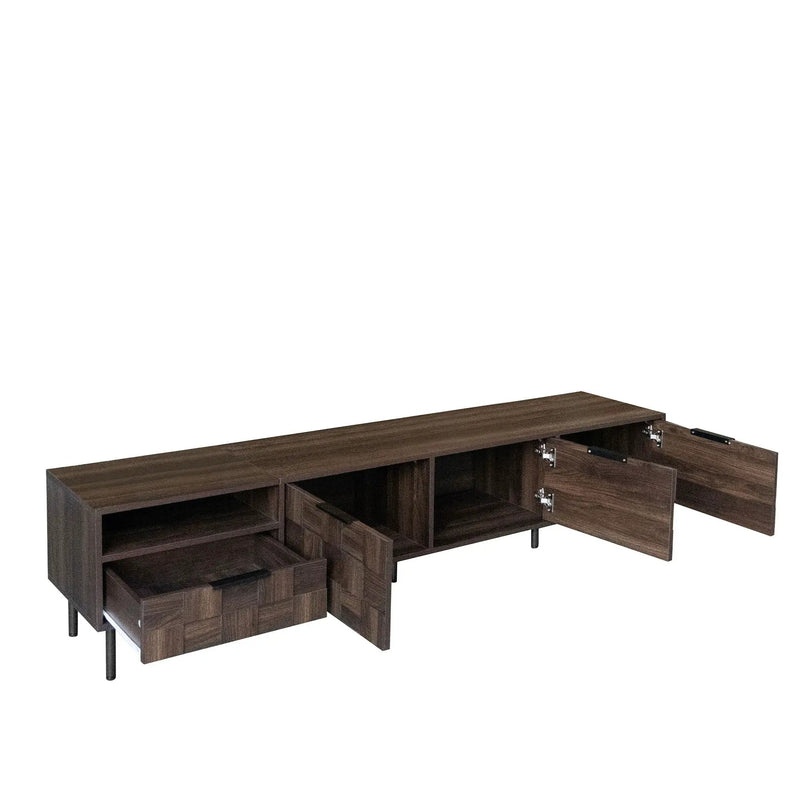 78" TV Stand With Storage Cabinets For Living Room - Walnut by HouseOfZazla