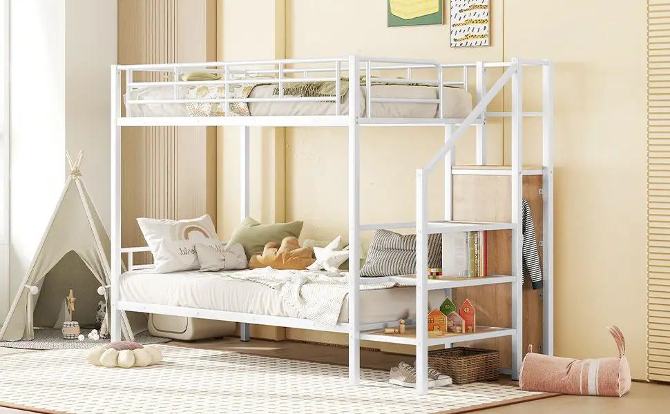 Bunk Bed With Lateral Storage Ladder And Wardrobe by HouseOfZazla