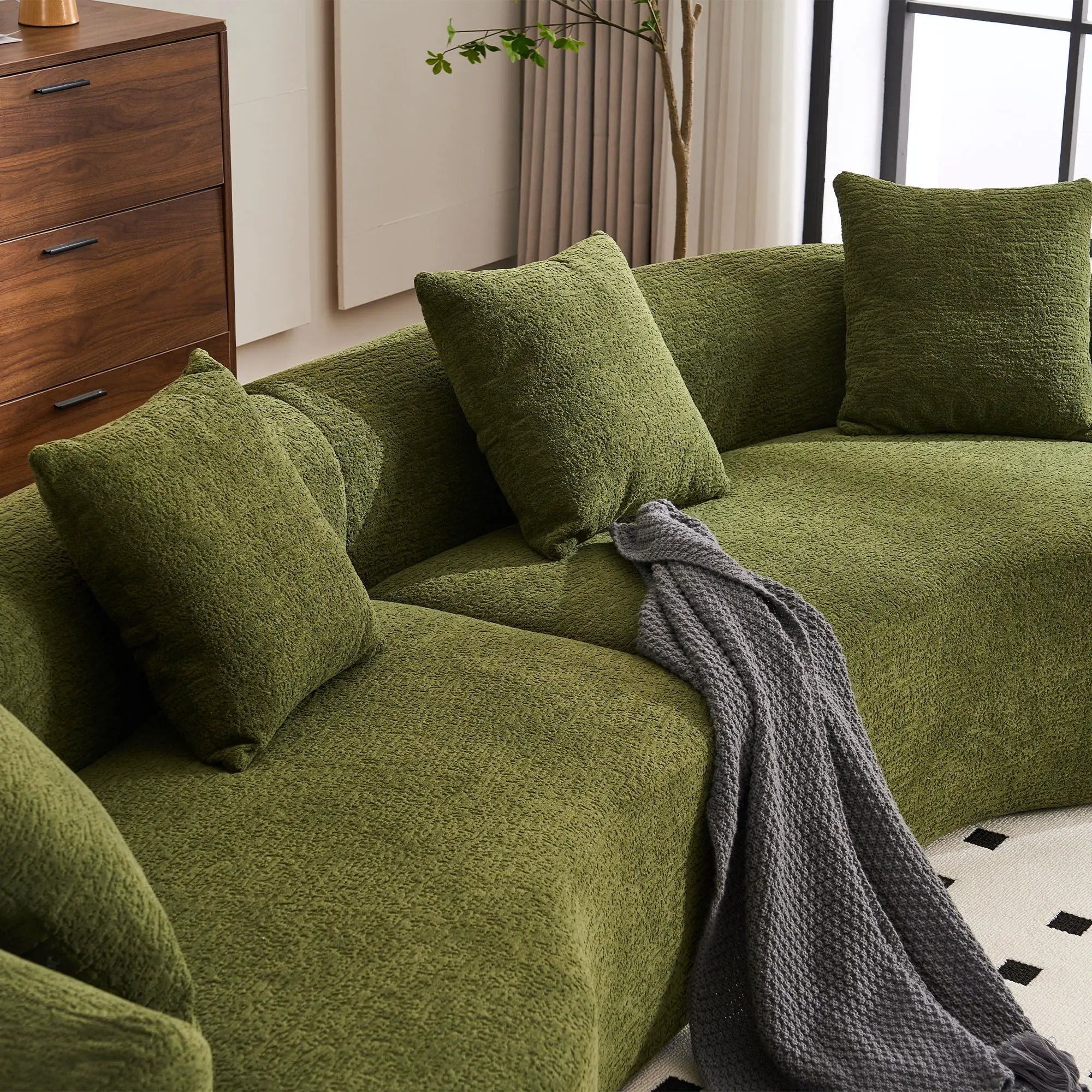 4 Seater Sofa With Fabric, 30D, 60 Hardness Full Sponge, 4 Pillow For Living Room, Home Furniture Sleeper Sectional Sofa For Apartment by Unique Piece Furniture