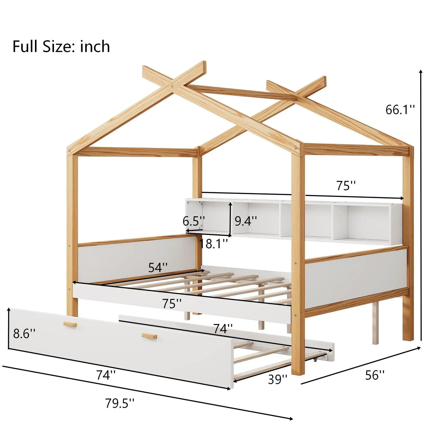 House Bed With Bookshelf Storage by HouseOfZazla