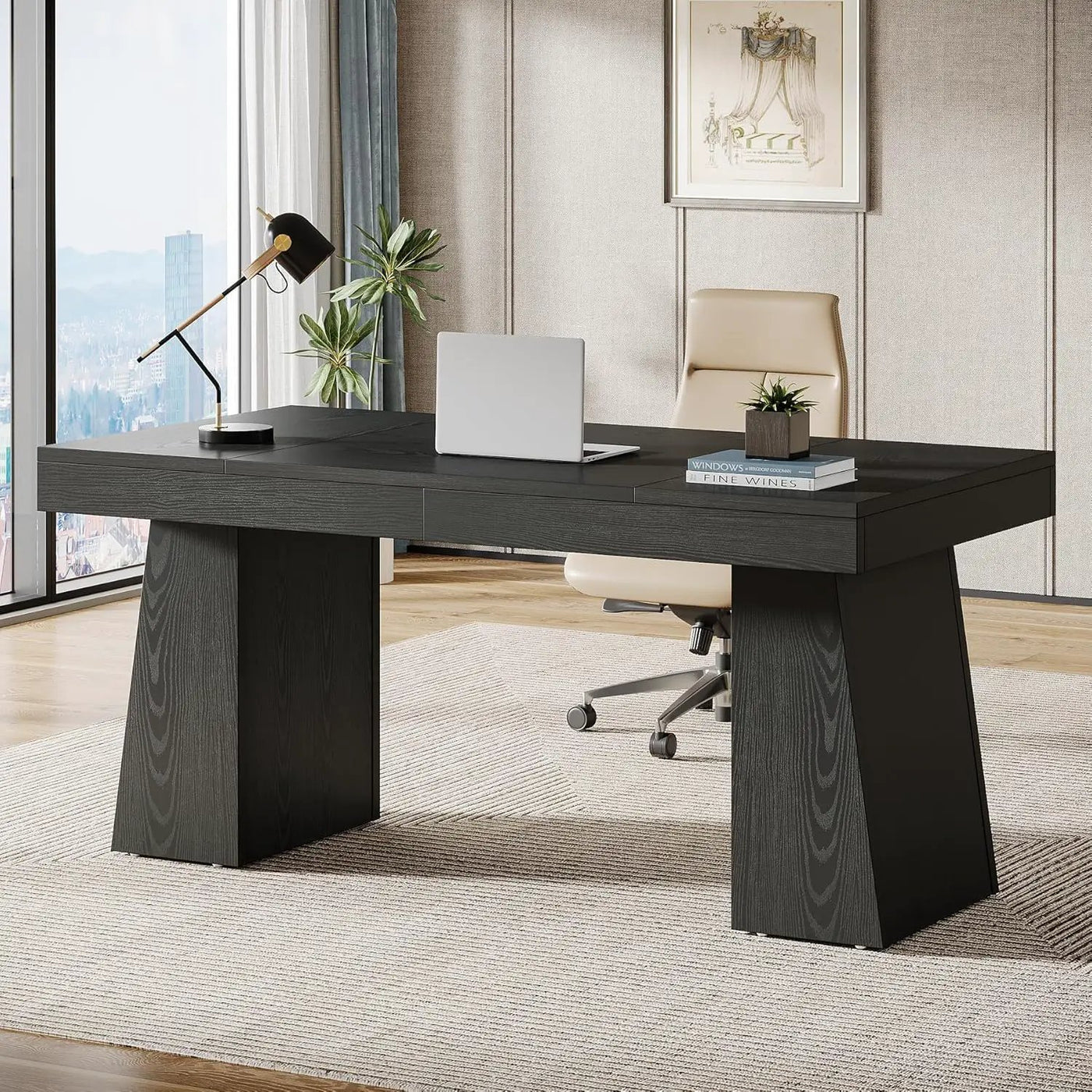 Executive Desk, Workstation With Double Trapezoid Base by HouseOfZazla