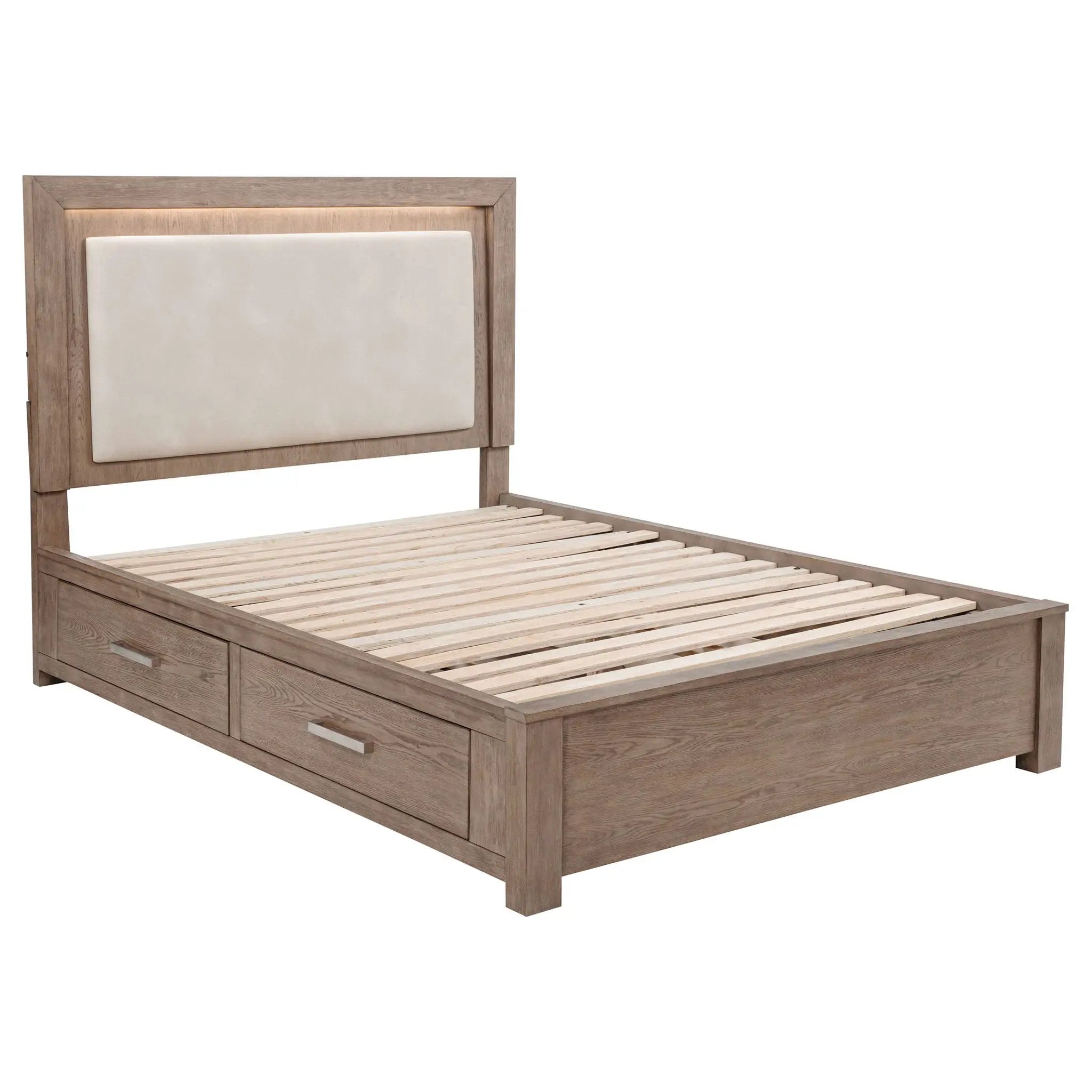 Kenora 56-inch Queen LED Storage Bed Barley Brown by Unique Piece Furniture