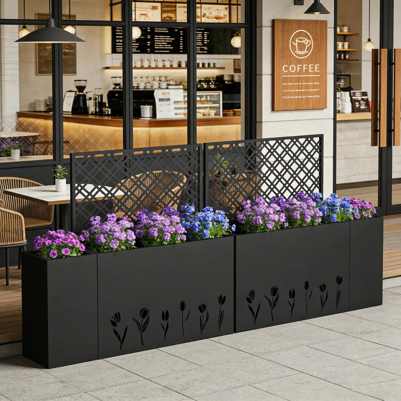 2-Piece Metal Planter Box with Trellis by HouseOfZazla