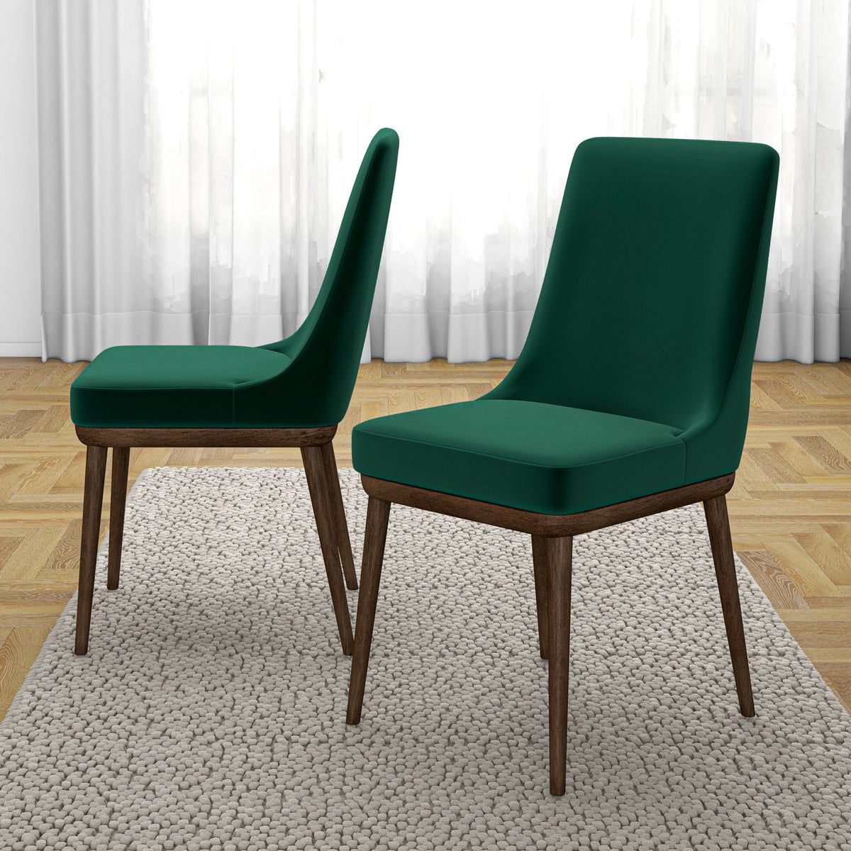 Mid-Century Modern Dining Chair Set of 2 with Solid Wood Frame - Multiple Colors, photo 6 of 40