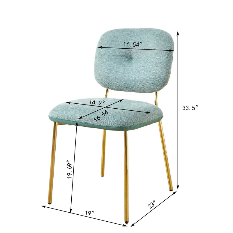 Modern Dining Chairs (Set of 2) Upholstered Accent Chairs With Metal Legs Space Saving Contemporary Seating - Green by HouseOfZazla