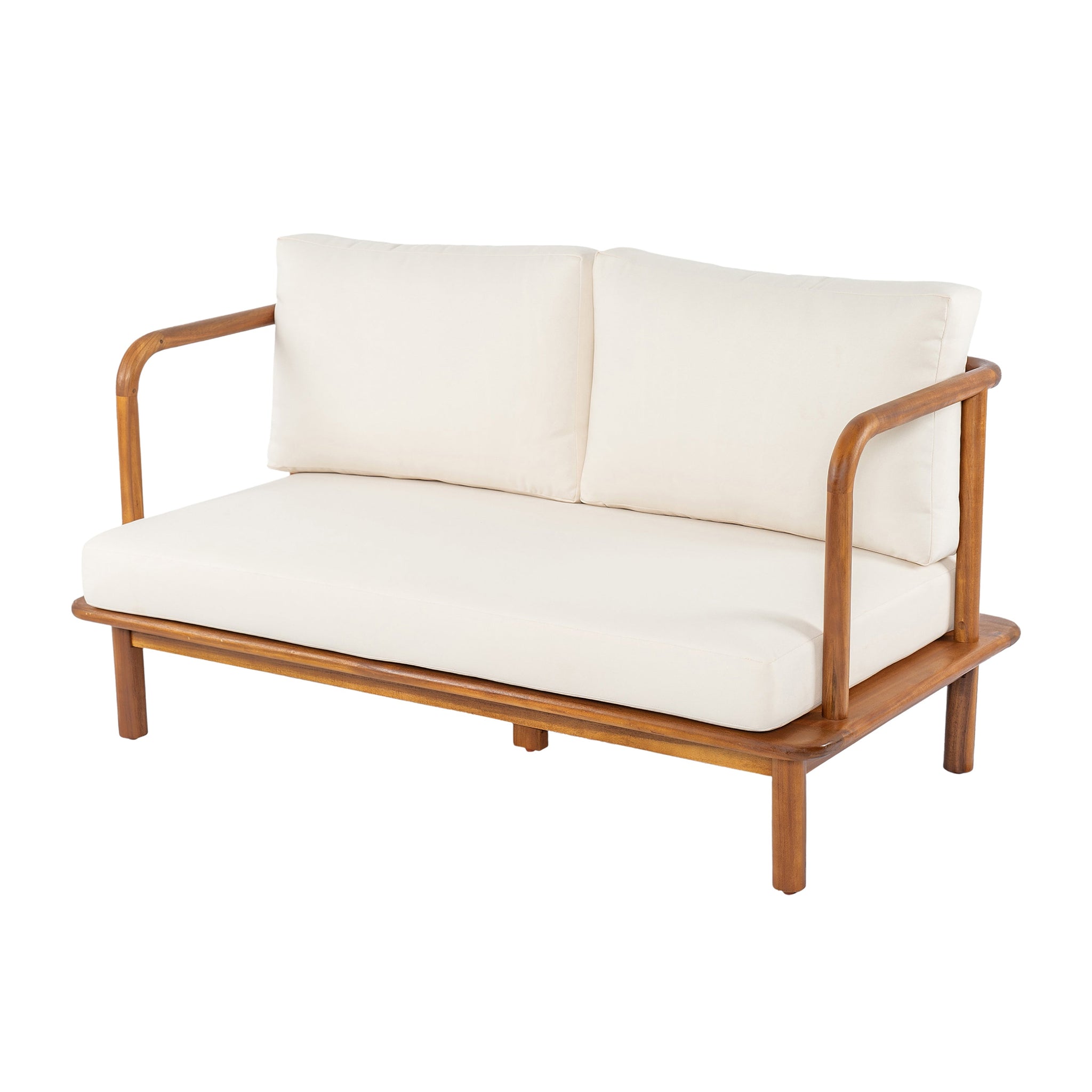 Canape 4-Pieces Acacia Conversation Set with Cream Cushion, Teak by HouseOfZazla