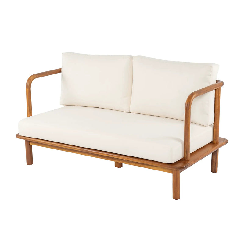 Canape 4-Pieces Acacia Conversation Set with Cream Cushion, Teak by HouseOfZazla