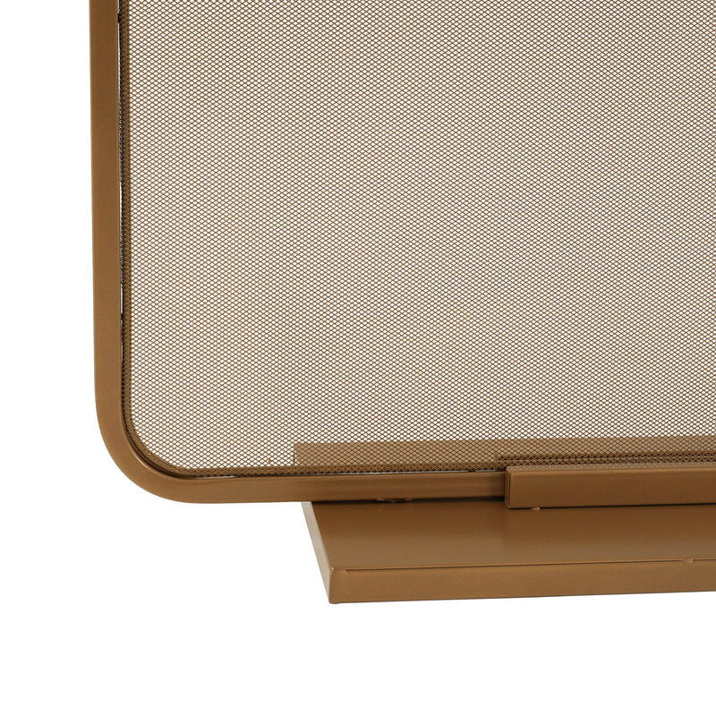 Gold Two‑Panel Freestanding Fireplace Screen with Iron Mesh - Gold, photo 10 of 10