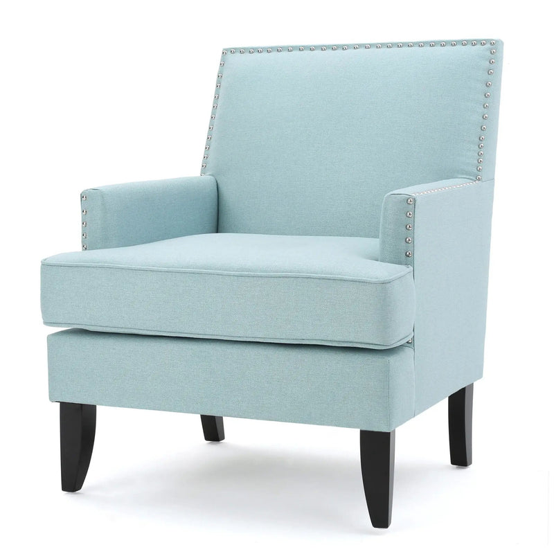 Serenada Upholstered Fabric Club Chair With Nailhead Trim And Tapered Birch Legs by HouseOfZazla
