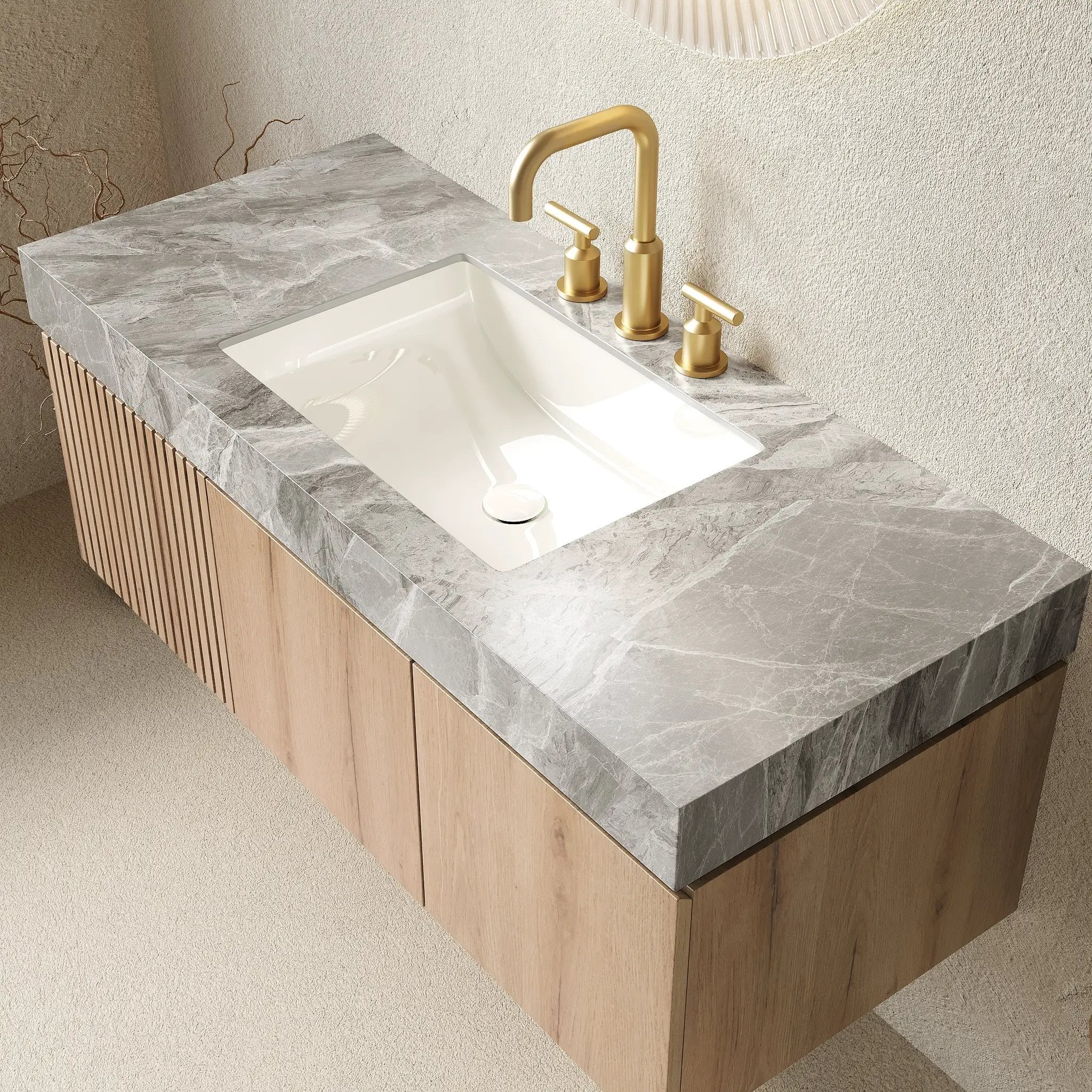 MURI 48" Bathroom Vanity & Sink, Floating Plywood Storage Cabinet by HouseOfZazla