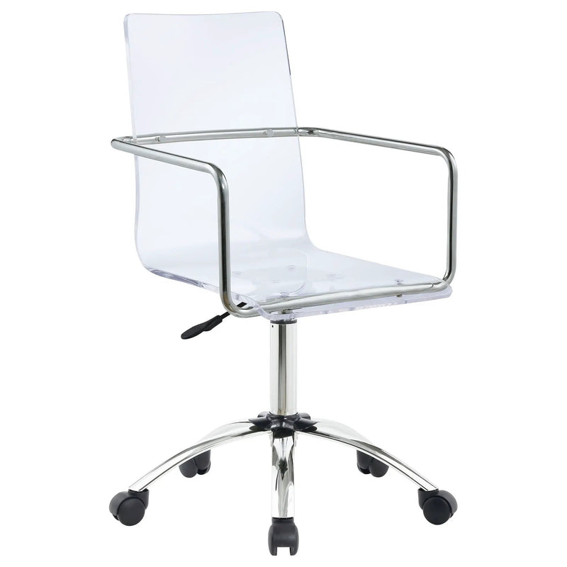 Clear Office Chair With Caster Wheels Futuristic Design, Adjustable Height - Clear by HouseOfZazla