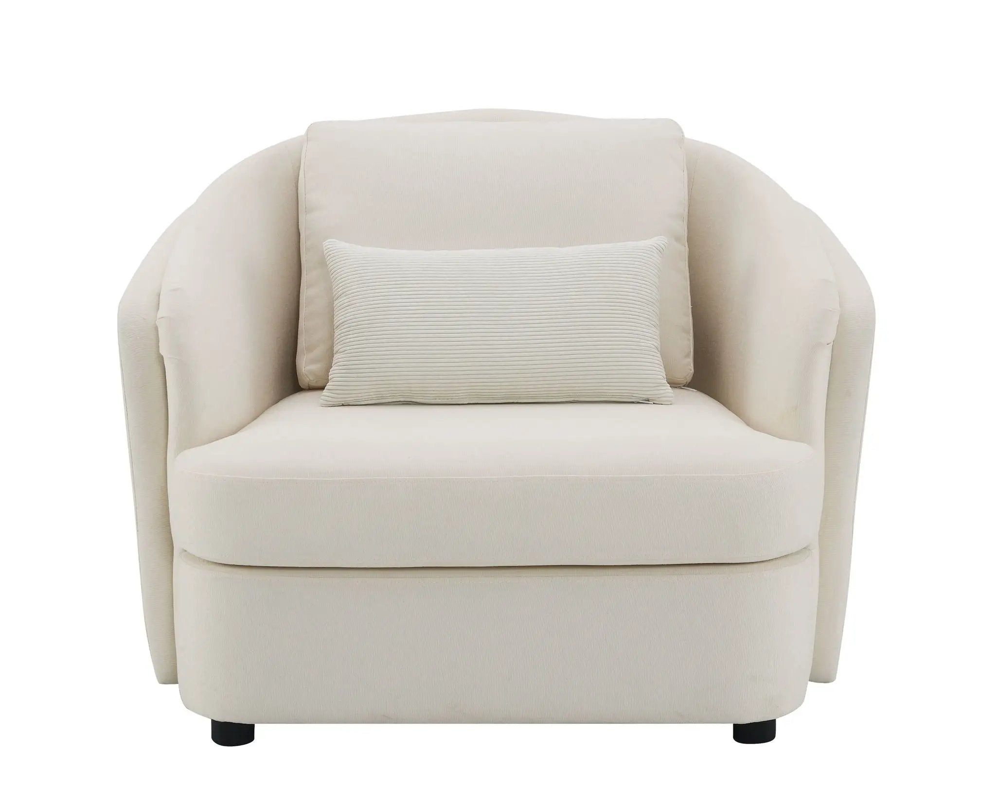 Mariko Linen Chair With 1 Toss Pillow - Beige by HouseOfZazla