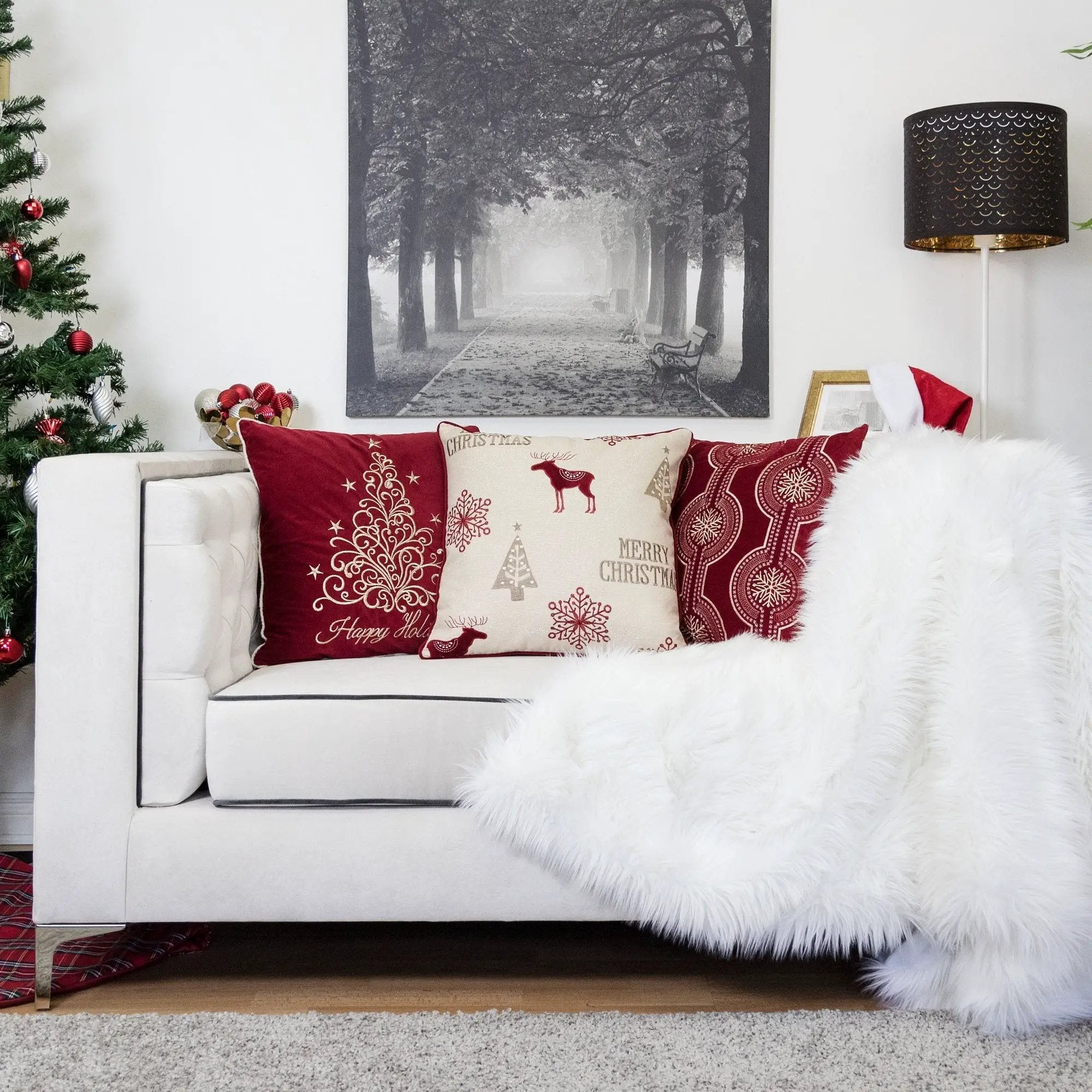 Merry Christmas Embroidered Poly Pillow by HouseOfZazla