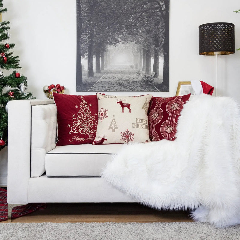 Merry Christmas Embroidered Poly Pillow by HouseOfZazla