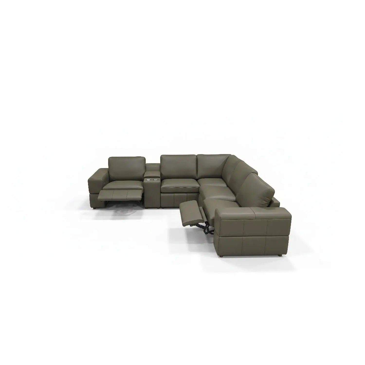 Upholstered Large Arms Sectional With Recliner Seats by Unique Piece Furniture