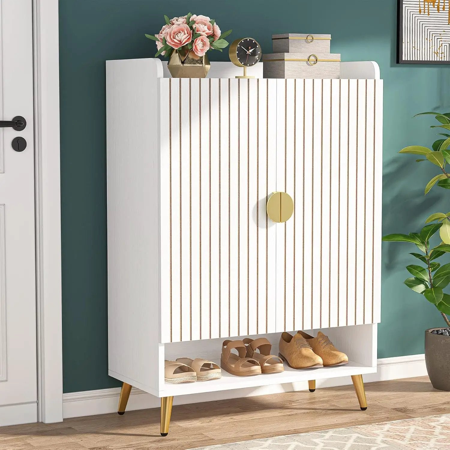 Shoe Cabinet With Doors, 7 Tier Storage Organizer