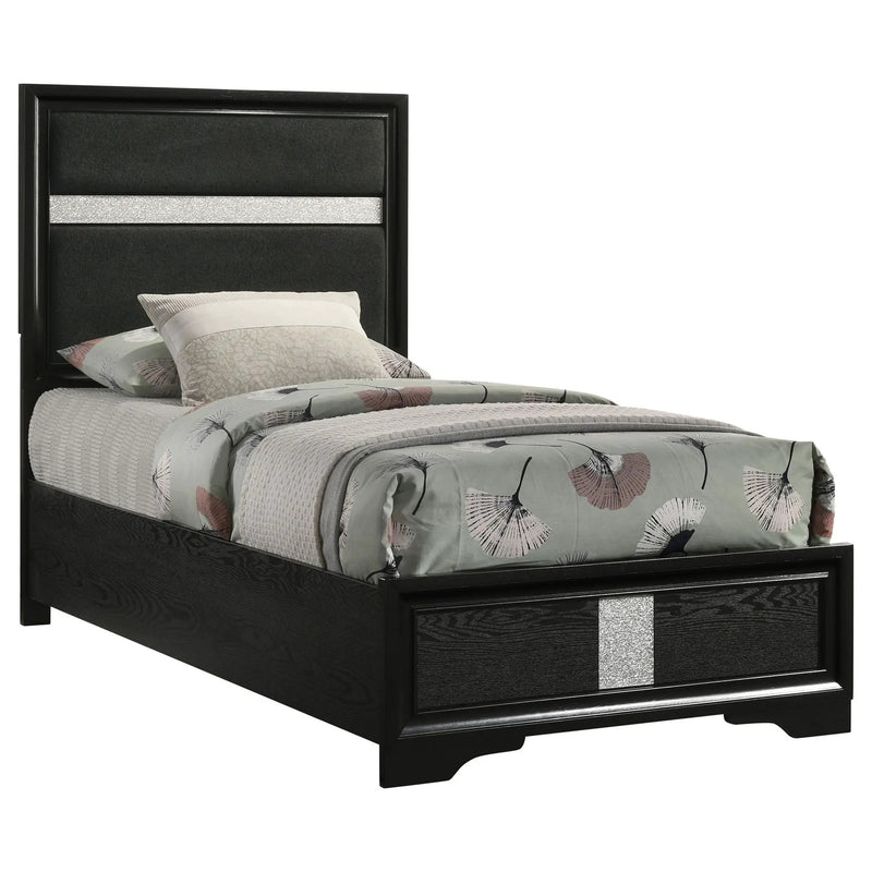 Miranda 54-inch Upholstered Twin Panel Bed Black by Unique Piece Furniture
