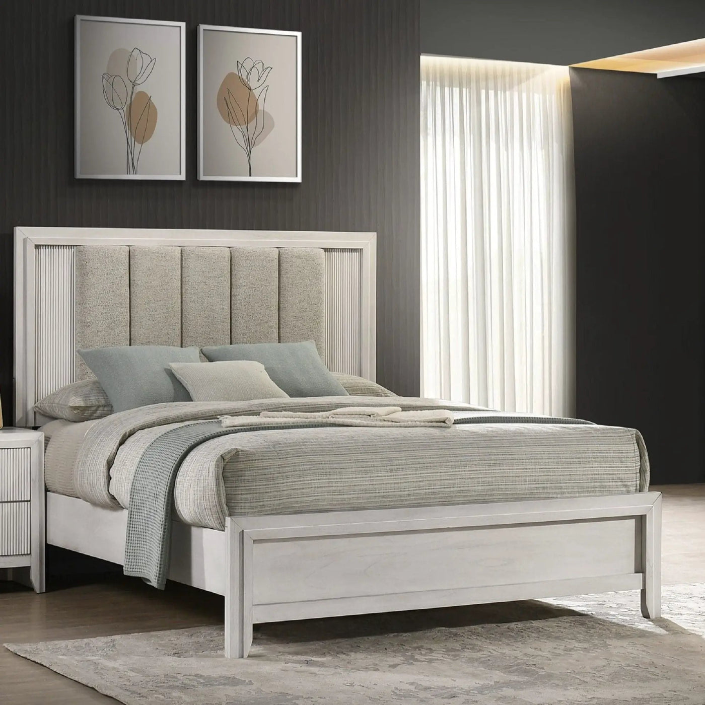 Plush Upholstered Headboard Framed Bed by Unique Piece Furniture