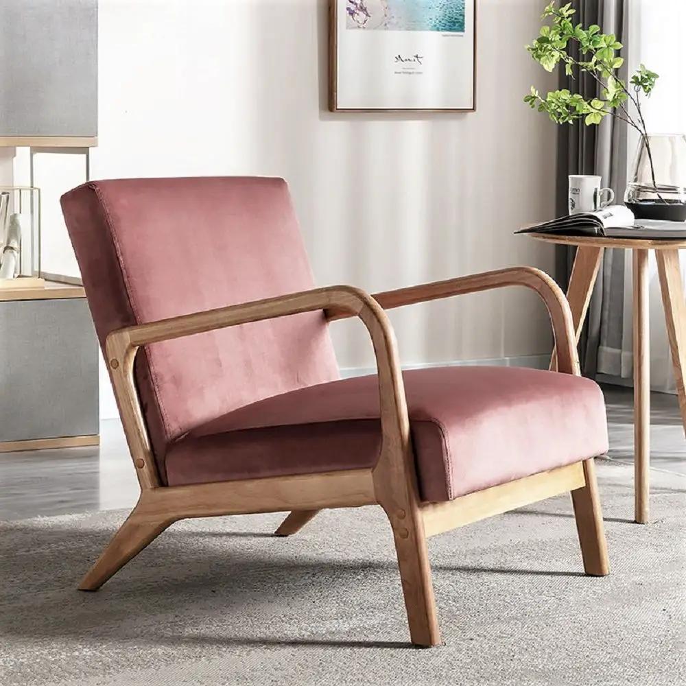 Classic Mid-Century Modern Accent Chairs, Open Framed Armchair With Cushioning by HouseOfZazla