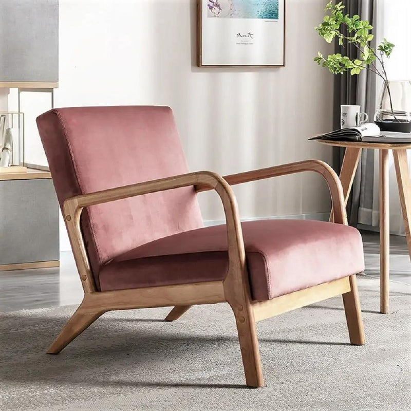 Classic Mid-Century Modern Accent Chairs, Open Framed Armchair With Cushioning by HouseOfZazla