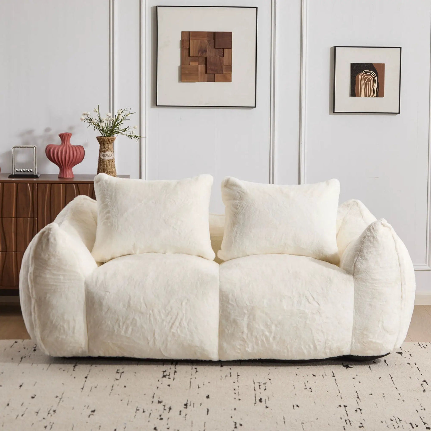 Giant Bean Bag Couch, Ultra Soft Fluffy Loveseat For Living Room by HouseOfZazla