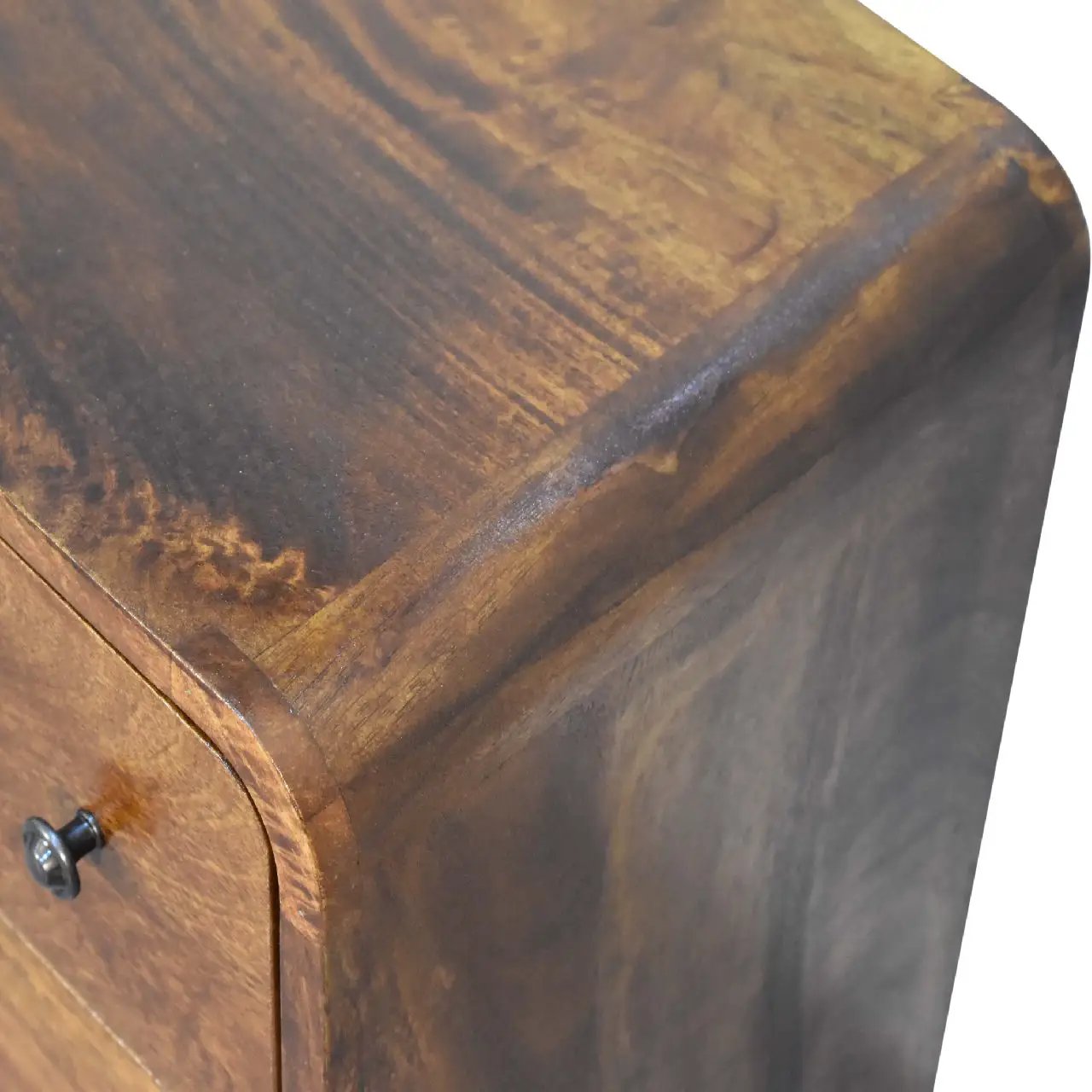 Solid Wood Mini Curved Chestnut Chest, 3-Drawer, Nordic Legs by HouseOfZazla