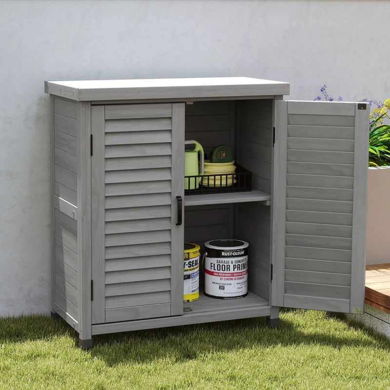 Potting Bench With Storage Cabinet And Metal Table Top For Outdoor by Unique Piece Furniture