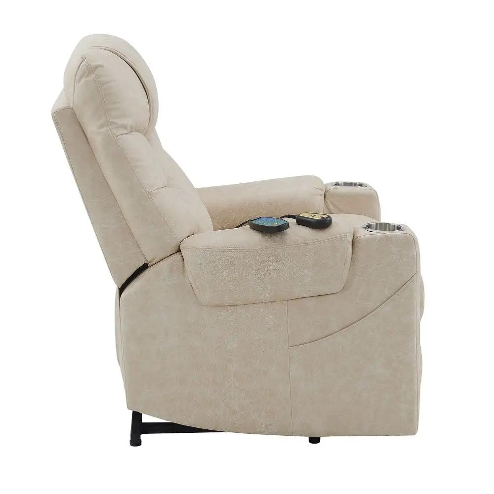 Nairi - Power Recliner With Lift & Heating & Massage - Ivory Leather Aire by Unique Piece Furniture
