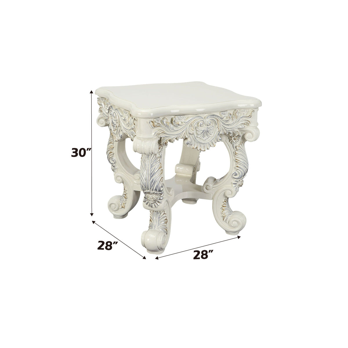 Elegant White Coffee Table with Sculptured Floral Legs - Antique White, photo 3 of 8
