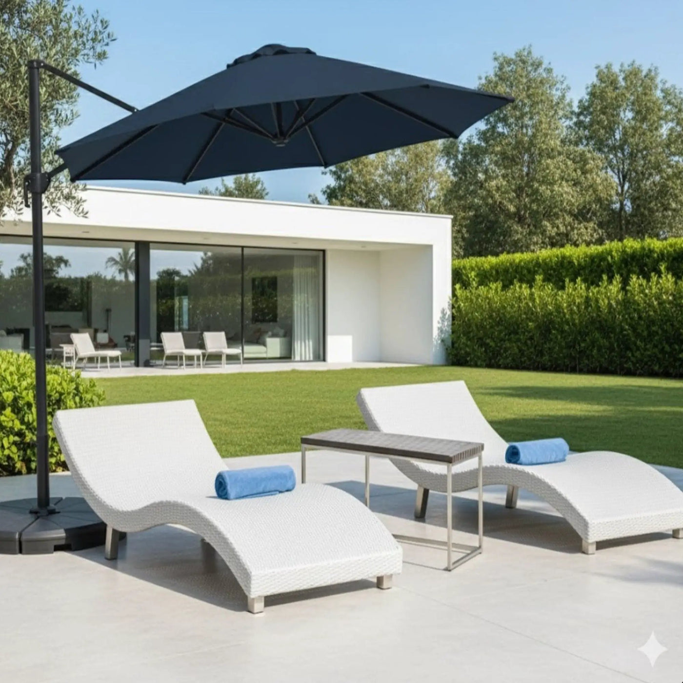 Round Cantilever Patio Umbrella With 360 Rotation & Infinite Tilt Adjustment by HouseOfZazla