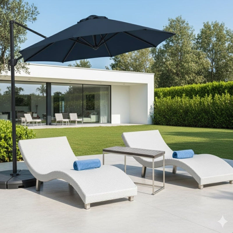 Round Cantilever Patio Umbrella With 360 Rotation & Infinite Tilt Adjustment by HouseOfZazla