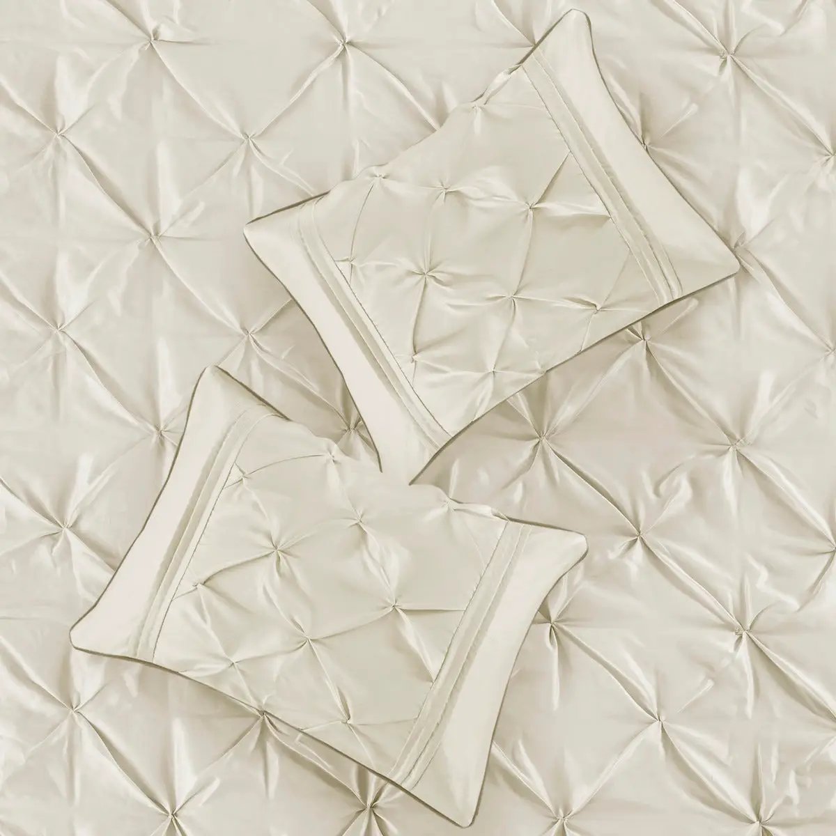 7 Piece Tufted Comforter Set Ivory Queen by HouseOfZazla