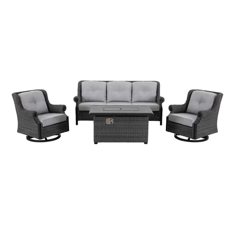 Lassen 4-Piece Firepit Set with Swivel Rocking Chairs by Outdoor-USA®
