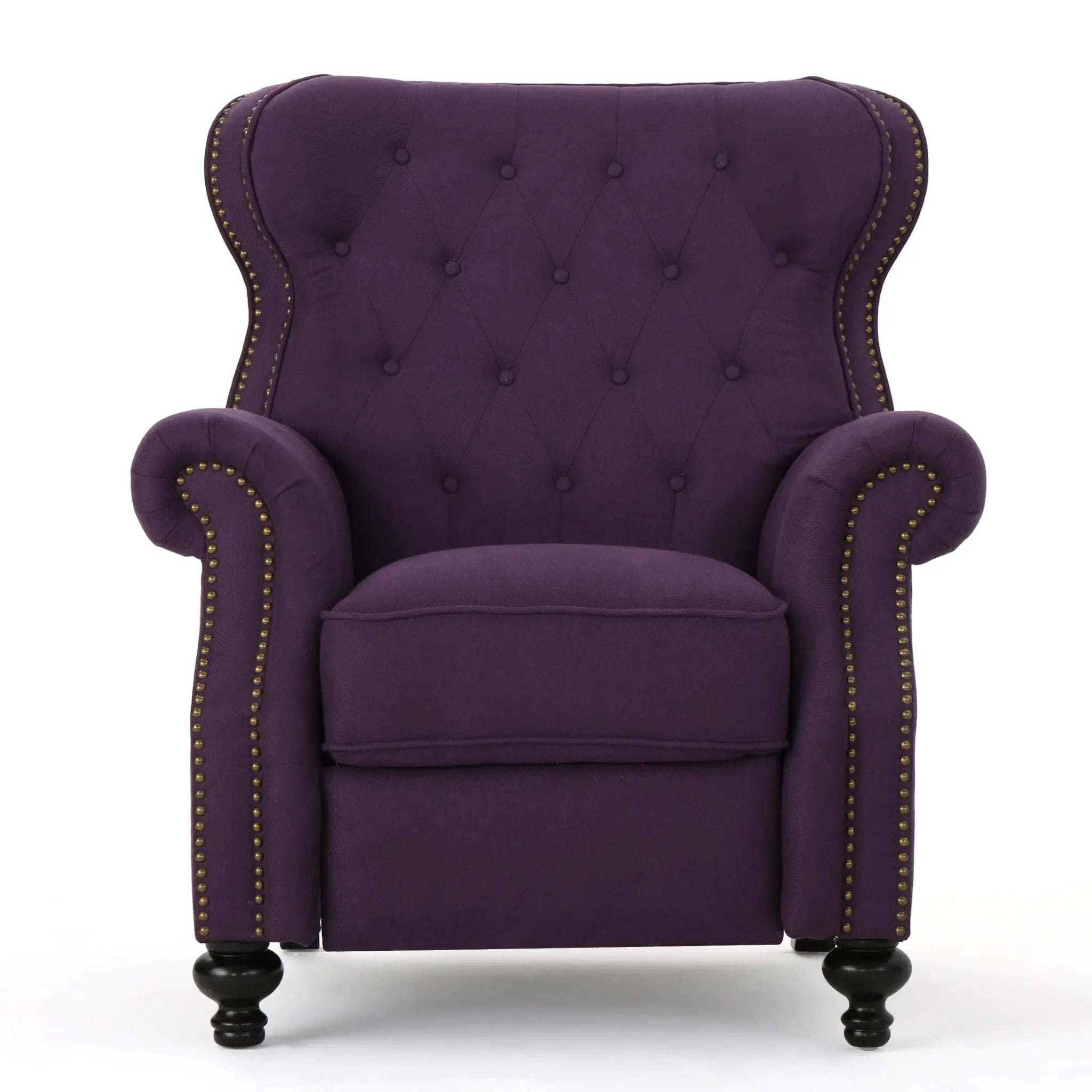 Accented Push Back Recliner Chair With Rolled Arms, Enjoy Cocooning Comfort by Unique Piece Furniture