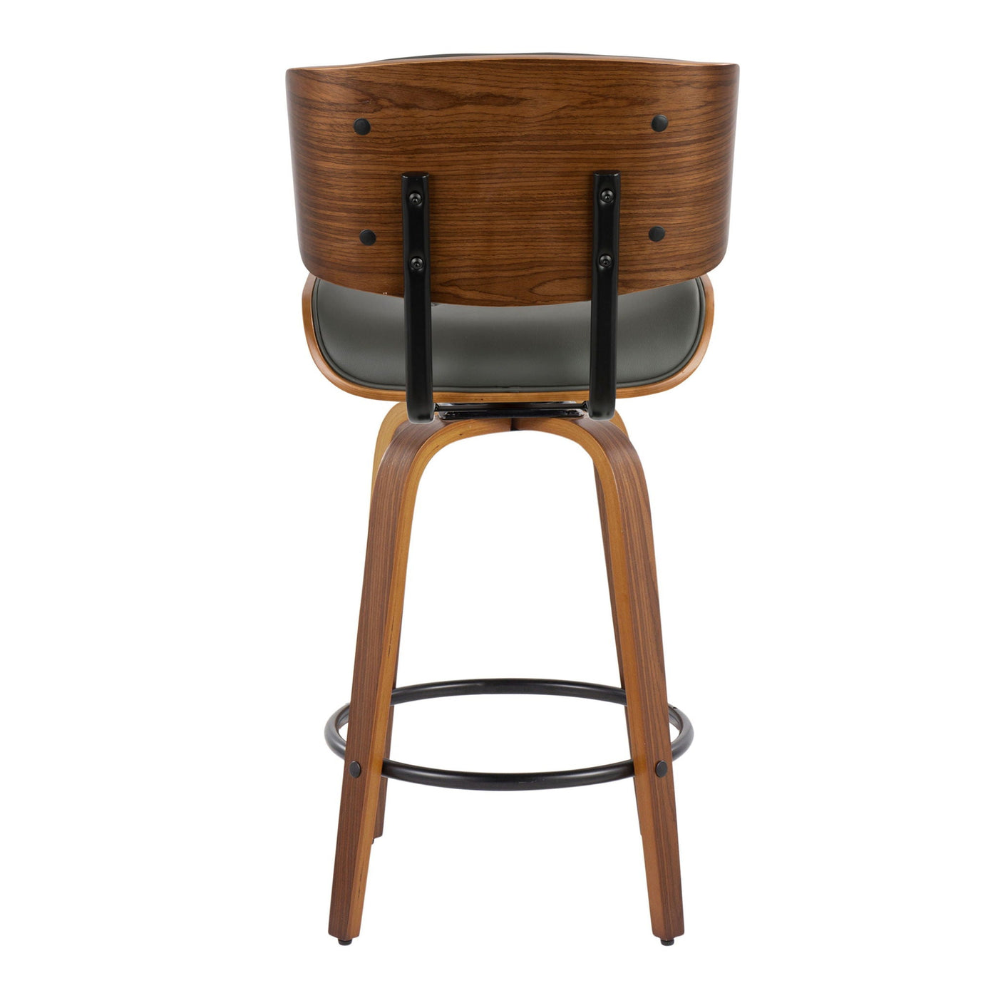 Lombardi - Mid-Century Modern Fixed Height Counter Stool With Swivel With Round Footrest (Set of 2) by HouseOfZazla
