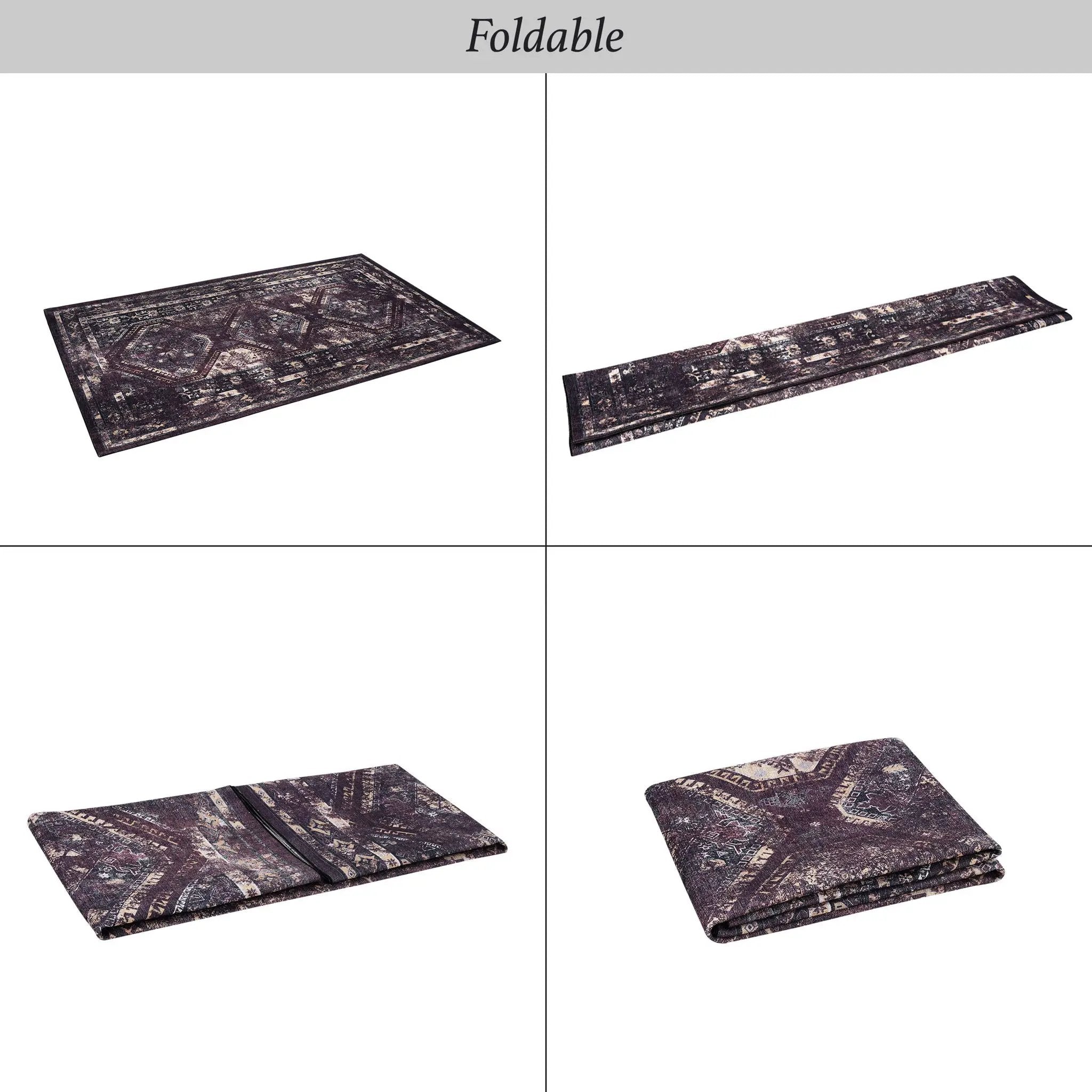Maval - 5' X 8' Washable Area Rug - Black / Burgundy by HouseOfZazla