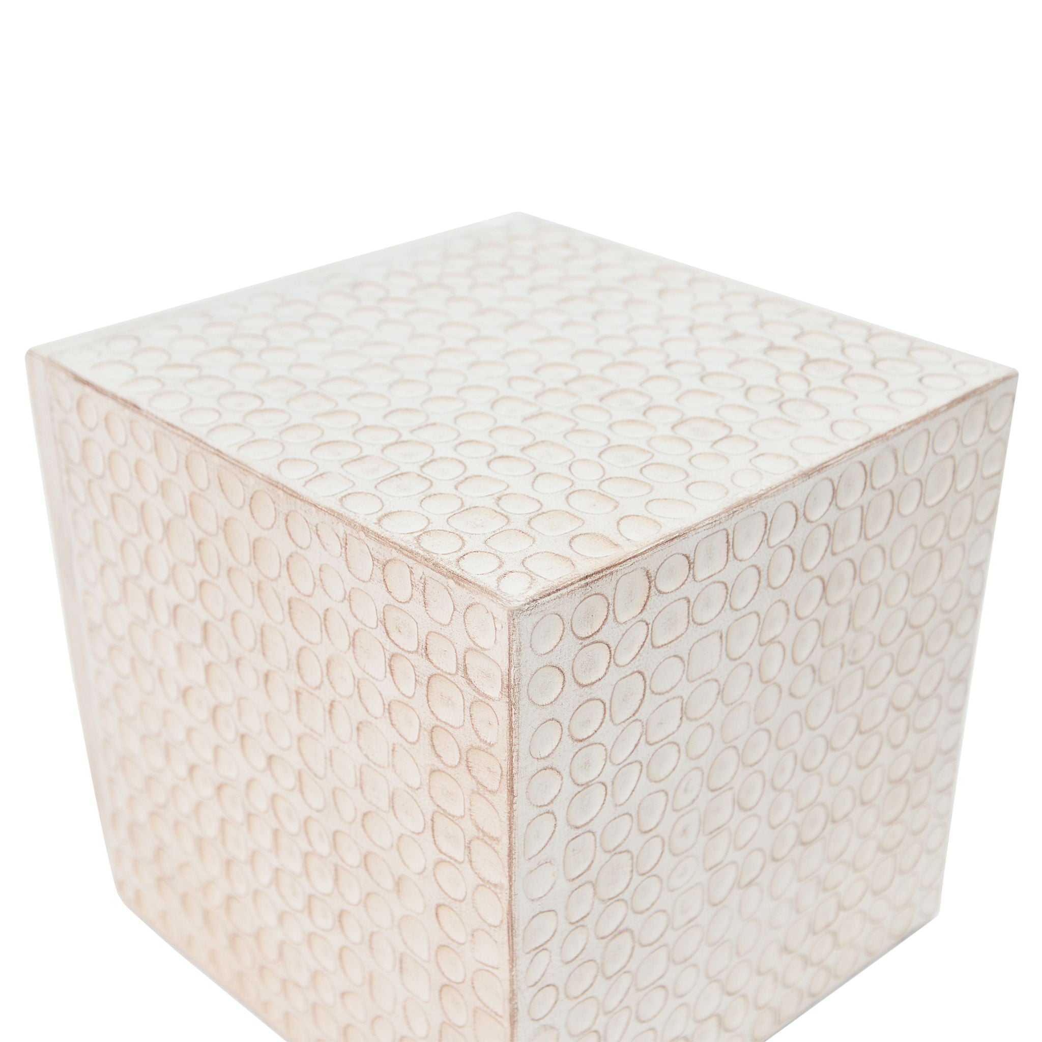 Chic Modern MGO Cube Side Table with Fluted Design - Antique Brown by HouseOfZazla