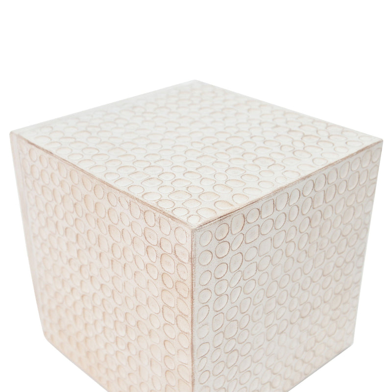 Chic Modern MGO Cube Side Table with Fluted Design - Antique Brown by HouseOfZazla